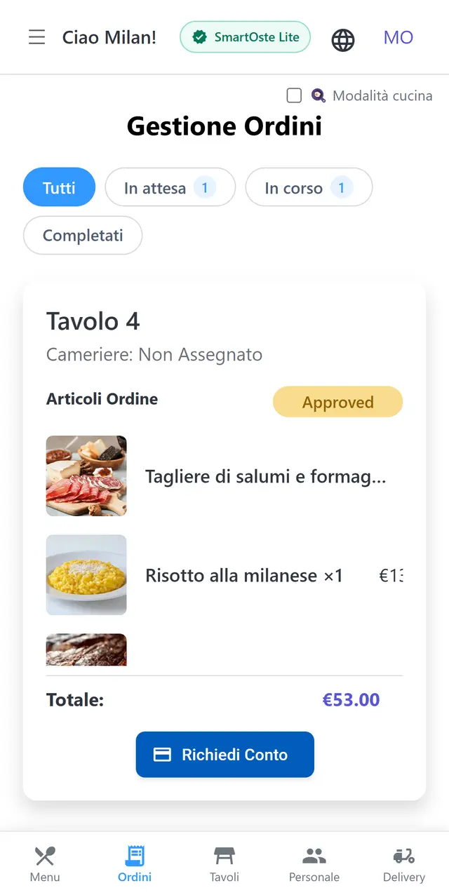 L'ordine arriva in tempo reale